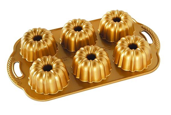 Nordic Ware Anniversary Bundtlette Pan - Gold, One Size | Perfect for Mini Cakes & Desserts