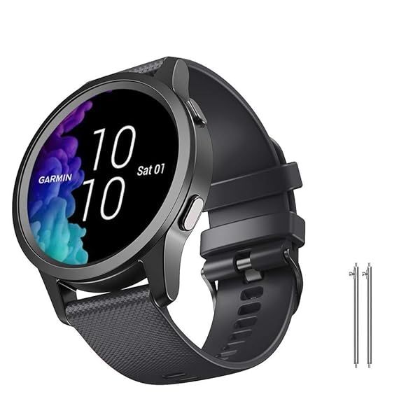 NotoCity 20mm Soft Silicone Replacement Strap for Garmin Venu Venu 2 Plus Venu Sq Vivoactive 3 5 Forerunner 245 645 Black S