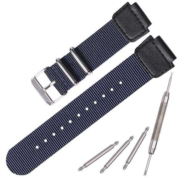 Premium Blue Nylon Watch Strap for Casio AE1200WH, AE-1000, SGW-300H, SGW-400, AQ-S810W - 18mm Men's Replacement Band
