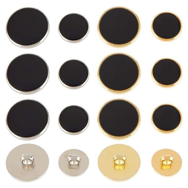 OLYCRAFT 80pcs Vintage Black Blazer Buttons Set - 15mm & 21.5mm Flat Shank for Suits, Coats & Jackets