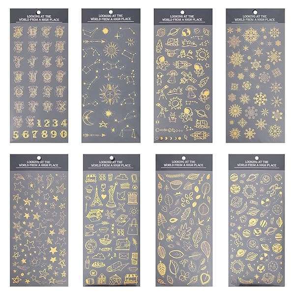 OLYCRAFT 8PCS Self-Adhesive Star & Snowflake Stickers for Scrapbooking, Laptops & Personalization