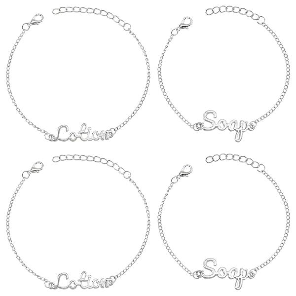 OLYCRAFT 8Pcs Soap and Lotion Label Tags With Chains - Alloy Dish and Hand Soap Bottle Tags for Bathroom Kitchen Farmhouse Vintage Rustic Decor -