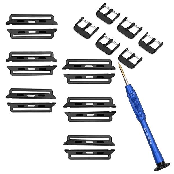 ONELANKS Metal Watch Band Connector Kit for Apple Watch Series 8 7 6 5 4 SE 3 2 1 Black 6 Pack Replacement Adapter