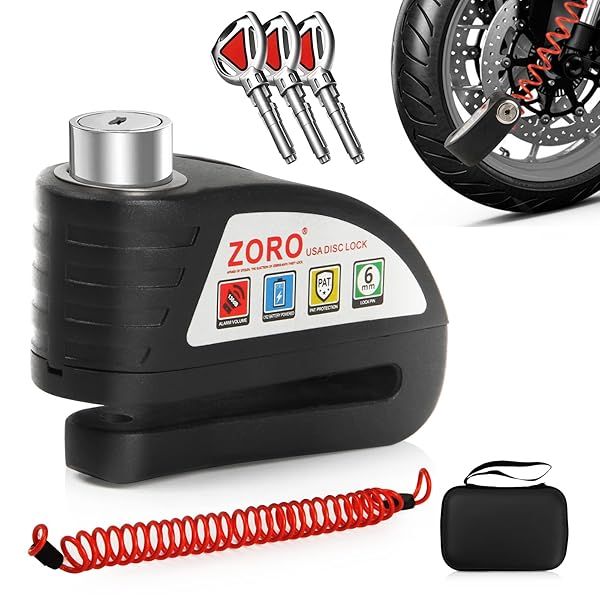 OPSOOPI Motorcycle Lock, Disc Brake Lock with 130DB Alarm, Heavy Duty Motorcycle Locks Anti-Theft, Motorcycle Alarm Waterproof Wheel Lock for Moped