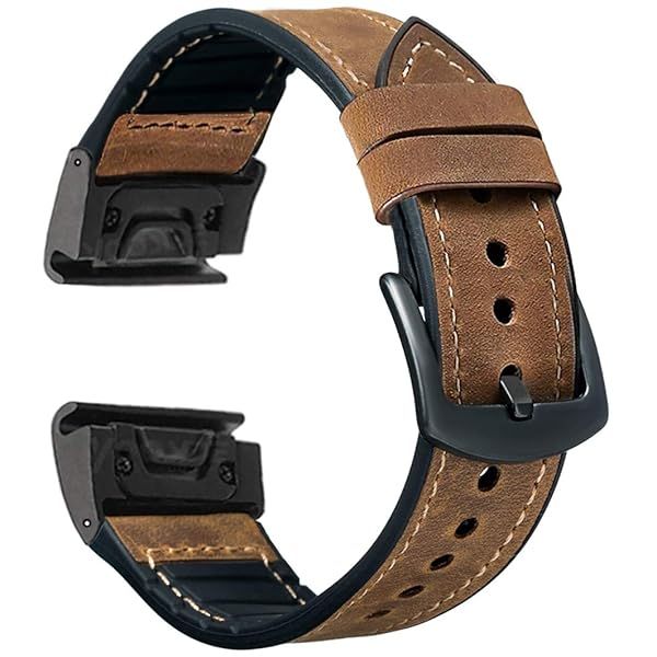 OTOPPO Compatible Garmin Fenix 5X 5X Plus Bands Vintage Leather Sweatproof Strap for Fenix 6X 6X Pro 3 3HR Smartwatch