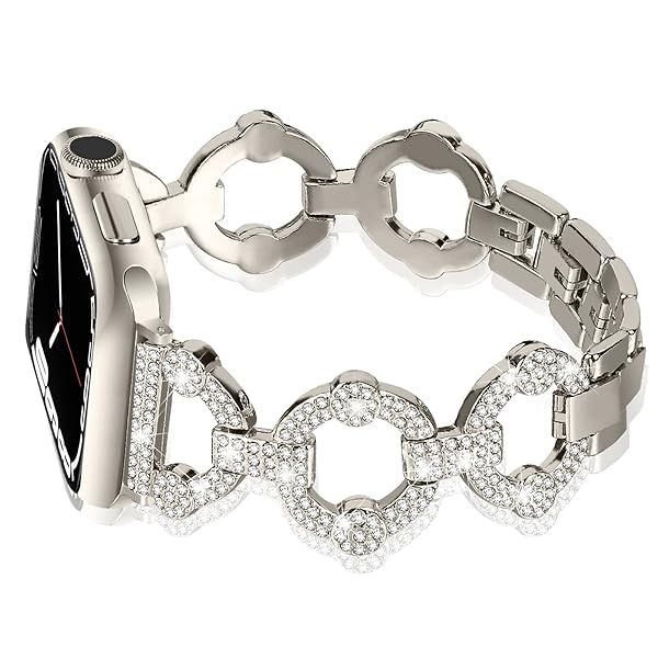OULUCCI Bling Band Compatible with Apple Watch Band 38mm 40mm 41mm 49mm 45mm 44mm 42mm Women Iwatch Series 8 7 SE 6 5 4 3 2 1 Diamond Jewelry Metal