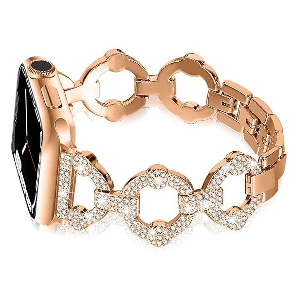 OULUCCI Bling Bands Compatible With Apple Watch Band Series 11 10 9 8 7 6 5 4 3 2 1 38mm 40mm 42mm 44mm 45mm 46mm Diamond Jewelry Metal O-Shape