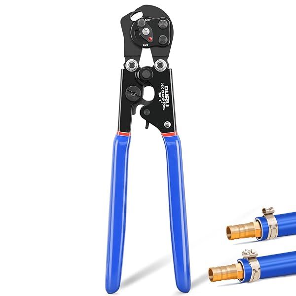 OURU 2 IN 1 Pex Crimping Tool Professional Long Handle Pex Crimper for 3/8 to 1 Inch Stainless Steel Clamps Cinch and Remove Function