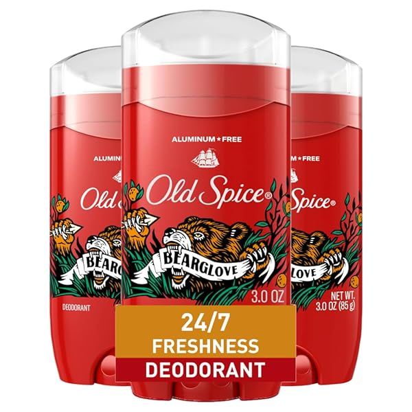 Old Spice Aluminum Free Deodorant for Men - 24/7 Odor Protection & Freshness, Bearglove Scent, 3-Pack (3.0 oz Each)