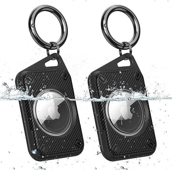 Olytop Waterproof AirTag Holder for Apple Airtag Keychain Case, Water Resistance Shockproof Anti-Scratch TPU and Clear PC Double ProtectionS Case for