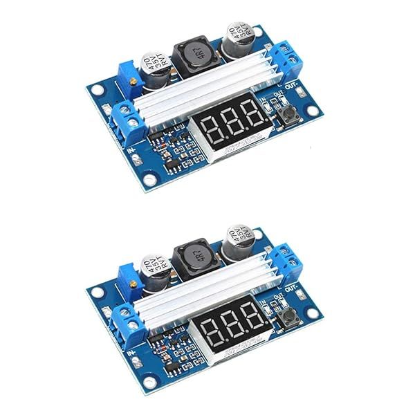 Onyehn DC-DC Boost Voltage Converter Module 100W Adjustable Output 3.5-35V Power Regulator Board with LED Voltage Meter 2 Pack