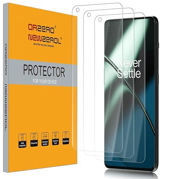 Orzero (3 Pack) Compatible for OnePlus 11 5G Screen Protector, Premium Soft Edge to Edge High Definition TPU Anti-Scratch Bubble-Free