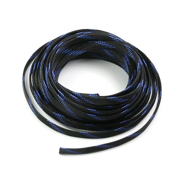 Othmro 10m PET Expandable Braid Cable Sleeving Flexible Wire Mesh Sleeve in Black Blue for Organizing and Pet Protection