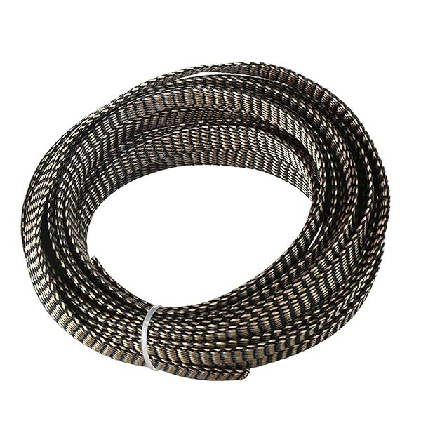 Othmro 10m PET Expandable Braid Cable Sleeving Flexible Wire Mesh Sleeve Black Gold Protects Cables from Pets Chewing