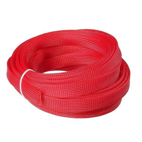 Othmro 10m PET Expandable Braid Cable Sleeving Flexible Wire Mesh Sleeve Red Protects Cables from Pets Chewing