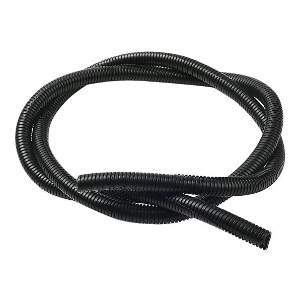 Othmro 6.56Ft Corrugated Tube 0.67 ID Flexible Bellows Pipe for Home Outdoor Automotive Marine Wire Wrap Cover Black