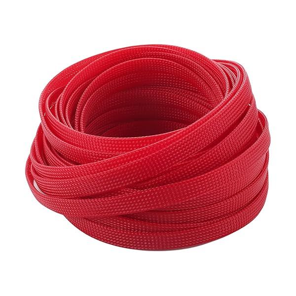 Othmro 32.8ft Expandable PET Cable Sleeves 0.39in Wire Loom Organizers for TV Audio PC Computer Cords Red