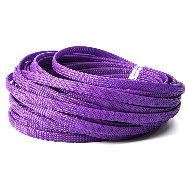 Othmro 32.8ft PET Flexible Braided Cable Sleeves 0.23in Width Wire Loom Organizers for TV Audio PC Computer Cords Purple