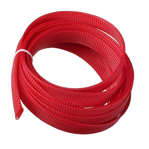 OTMRO 5m Red PET Expandable Cable Sleeving - Flexible Wire Mesh for Power & Audio Cables, Pet Chew Protection