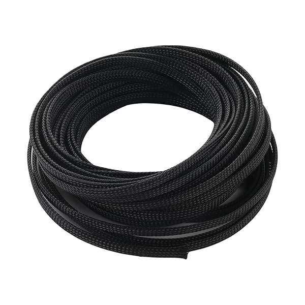 Othmro 10m Expandable Braided Cable Sleeve 6mm Flexible Wire Loom Organizer for TV Audio PC Cords Black