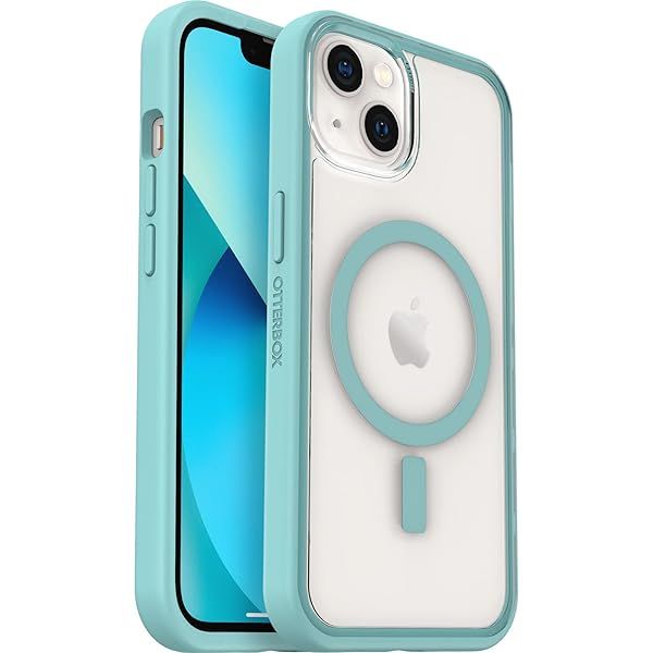 OtterBox Clear Case with Colorful Grip Edge for iPhone 13 Light Blue Discovery