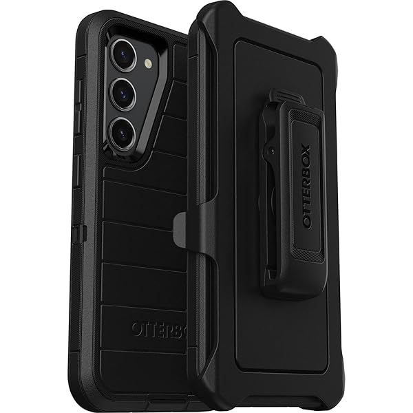 OtterBox Galaxy S23 Defender Series Case Black Rugged Durable with Port Protection Holster Clip Kickstand Microbial Defense Non Retail Packaging