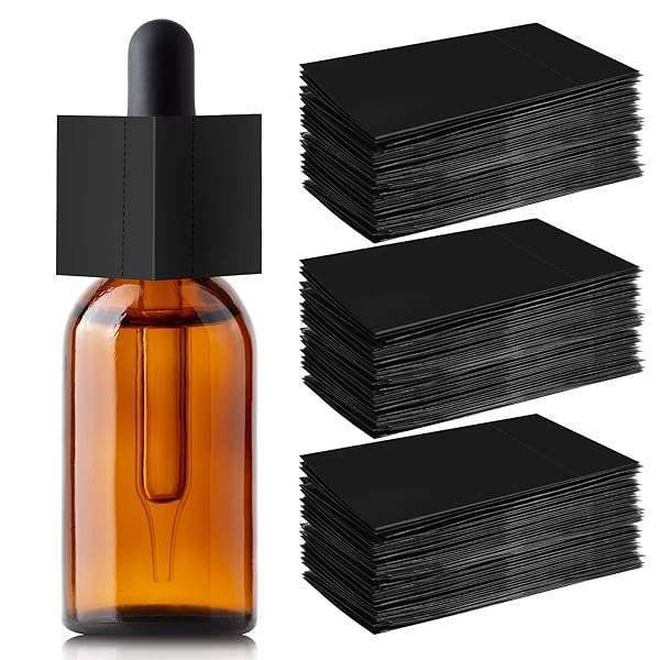 Outus 500 Pcs Heat Shrink Wrap for Bottles - Perfect for Essential Oils, Droppers & Hot Sauce (Black, 1.8x0.9 Inch)