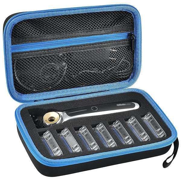 PAIYULE Travel Case for Gillette Heated Razor - Men's Starter Shave Kit Holder & Accessory Storage in Blue