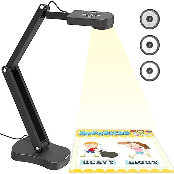 PAKOTOO 8MP USB Document Camera for Teachers and Classroom for A3 A4 Size with Dual Mic, 3-Level LED Light, Up and Down, Left and Right Image