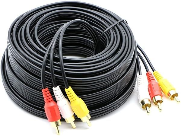 PASOW 30 Feet RCA Cable Audio Video Composite Male to Male for DVD and Home Theater Systems
