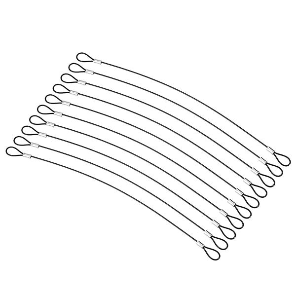 PATIKIL 12 Inch Safety Cable Lock, 10 Pack Stainless Steel 2mm Dia Security Wire Rope with Double Loop for Stage Lighting Luggage Lock Black