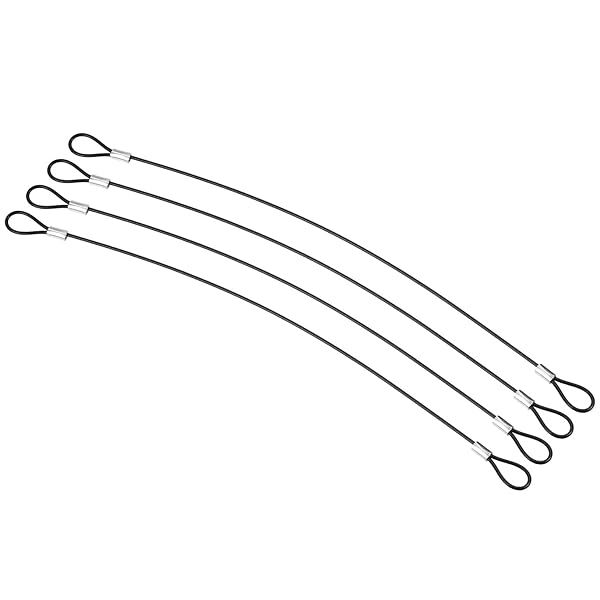 PATIKIL 12 Inch Safety Cable Lock, 4 Pack Stainless Steel 2mm Dia Security Wire Rope with Double Loop for Stage Lighting Luggage Lock Black