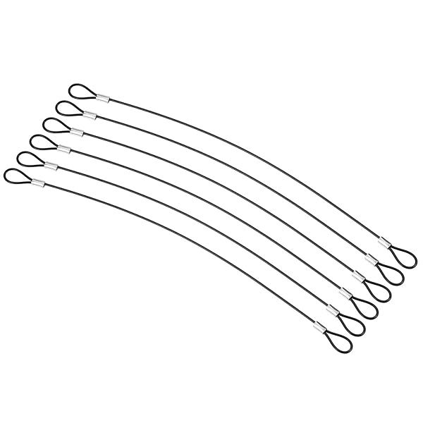 PATIKIL 12 Inch Safety Cable Lock, 6 Pack Stainless Steel 2mm Dia Security Wire Rope with Double Loop for Stage Lighting Luggage Lock Black