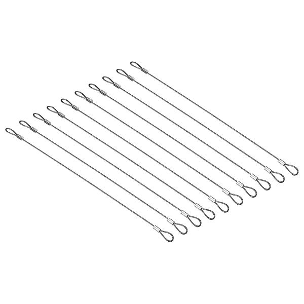 PATIKIL 12 Inch Safety Security Cable Wire, 10 Pack Stainless Steel 30cmx2mm Stage Lights Rope with Double Loop for DJ Lighting Luggage Lock