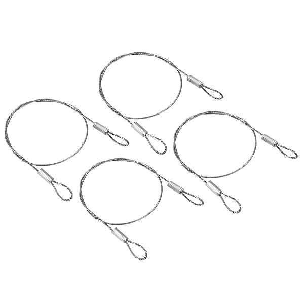 PATIKIL 12 Inch Safety Security Cable Wire, 4 Pack Stainless Steel 30cmx1mm Stage Lights Rope with Double Loop for DJ Lighting Luggage Lock