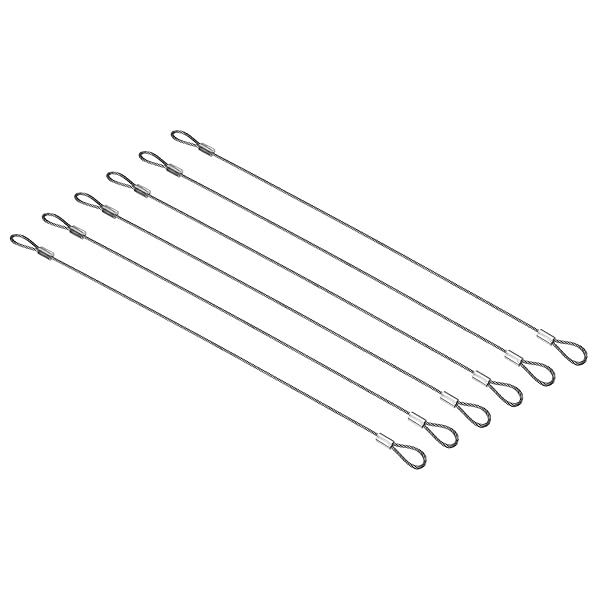 PATIKIL 12 Inch Safety Security Cable Wire, 6 Pack Stainless Steel 30cmx2mm Stage Lights Rope with Double Loop for DJ Lighting Luggage Lock