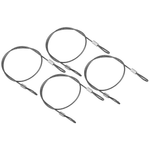 PATIKIL 16 Inch Safety Security Cable Wire, 4 Pack Stainless Steel 40cmx2mm Stage Lights Rope with Double Loop for DJ Lighting Luggage Lock