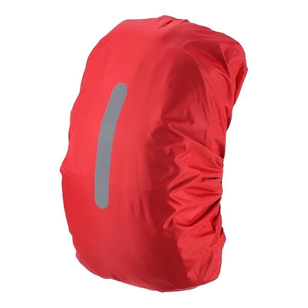 PATIKIL 55-65L Waterproof Backpack Rain Cover, Non-Slip Backpack Cover with Vertical Reflective Strap Stay Dry for Hiking, Camping, Hunting, L, Red