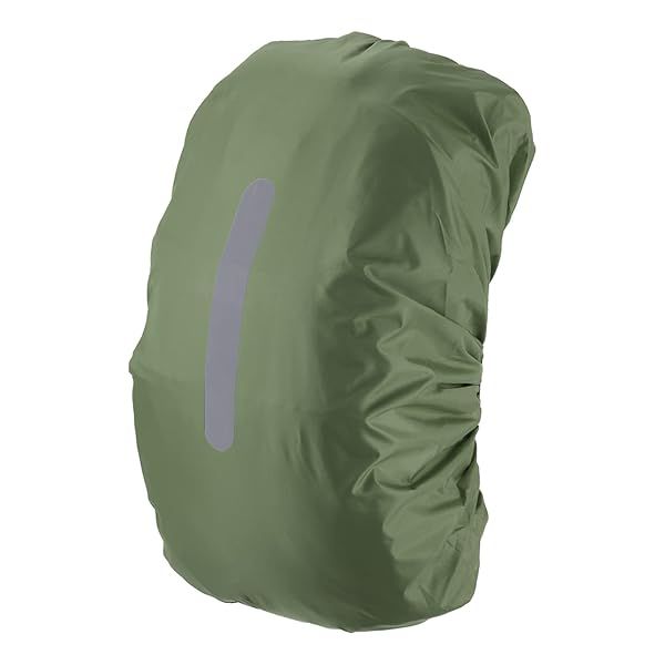 PATIKIL 55-65L Waterproof Backpack Rain Cover, Non-Slip Backpack Cover with Vertical Reflective Strap Stay Dry for Hiking, Camping, Hunting, L, Olive