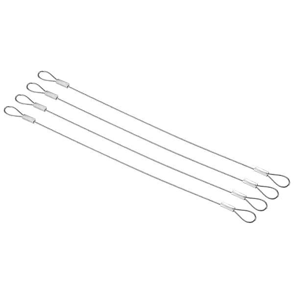 PATIKIL 8 Inch Safety Security Cable Wire, 4 Pack Stainless Steel 20cmx1mm Stage Lights Rope with Double Loop for DJ Lighting Luggage Lock