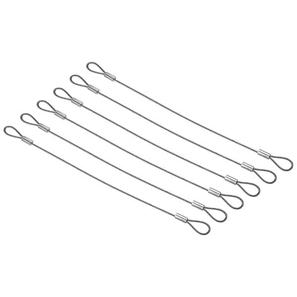 PATIKIL 8 Inch Safety Security Cable Wire, 6 Pack Stainless Steel 20cmx1.5mm Stage Lights Rope with Double Loop for DJ Lighting Luggage Lock