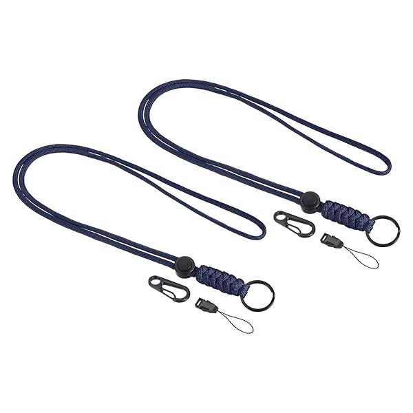 PATIKIL Badge Lanyard 20 Inch, 2 Pack Necklace Keychain Cord Metal Clasp Hook Ring Strap for Keys Whistle ID Card Badge Holder, Blue