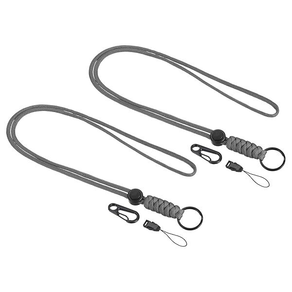 PATIKIL Badge Lanyard 20 Inch, 2 Pack Necklace Keychain Cord Metal Clasp Hook Ring Strap for Keys Whistle ID Card Badge Holder, Gray