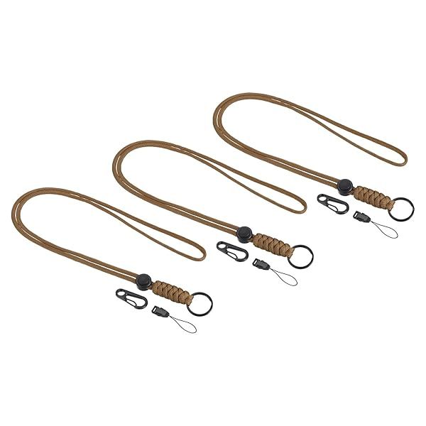 PATIKIL Badge Lanyard 20 Inch, 3 Pack Necklace Keychain Cord Metal Clasp Hook Ring Strap for Keys Whistle ID Card Badge Holder, Brown