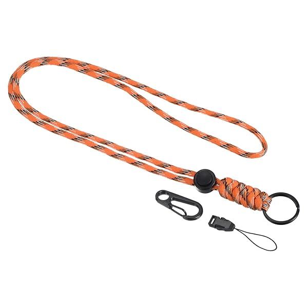 PATIKIL Badge Lanyard 20.5 Inch, Necklace Keychain Cord Metal Clasp Hook Ring Strap for Keys Whistle ID Card Badge Holder, Camo Orange