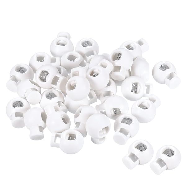 PATIKIL Cord Locks, 30 Pack Ball Spring Toggle Stopper for Drawstring Bag Shoelaces, Frosted White