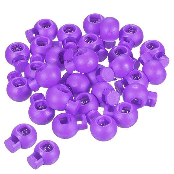 PATIKIL Cord Locks, 30 Pack Ball Spring Toggle Stopper for Drawstring Bag Shoelaces, Purple