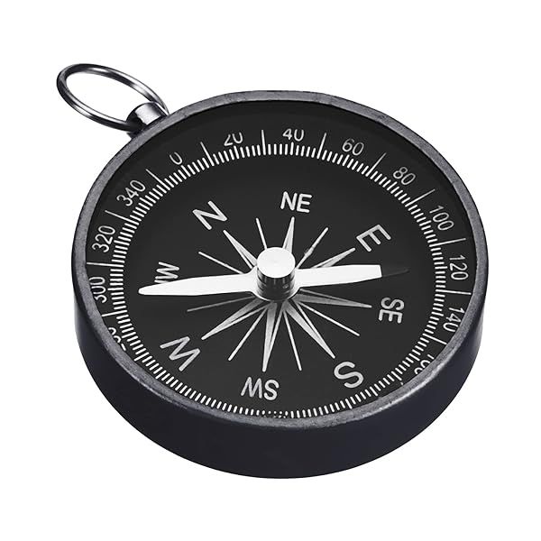 PATIKIL Pocket Compass, Survival Sports Navigation Compass with Key Ring for Outdoors Camping Hiking, Black