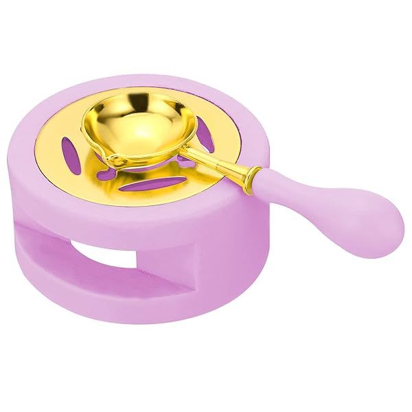 PATIKIL Wax Seal Kit, Wax Seal Warmer with Melting Spoon Retro Melt Stove Pot Furnace Tool for Sealing Beads Stamp Letter Envelope, Purple