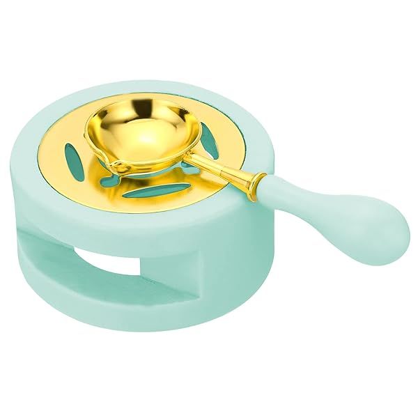 PATIKIL Seal Kit, Wax Seal Warmer With Melting Spoon, Retro Melt Stove Pot Furnace Tool for Sealing Beads Stamp Letter Envelope, Green